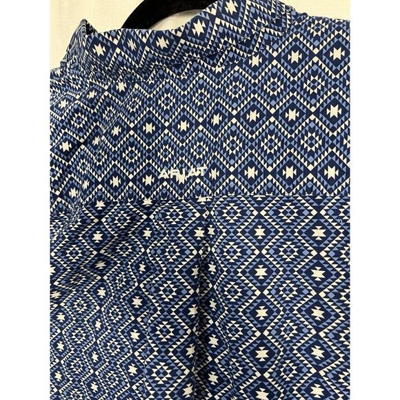 Ariat Men's Size XL Blue Short Sleeve Aztec Print Button Down Shirt With Stretch - Picture 4 of 8